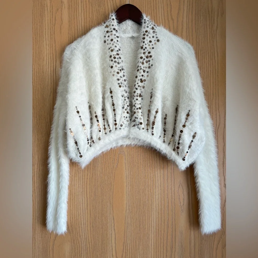 Anthropologie Knitted & Knotted | Women’s SZ XS | Soiree Cardigan Wool Sparkle - Picture 1 of 10